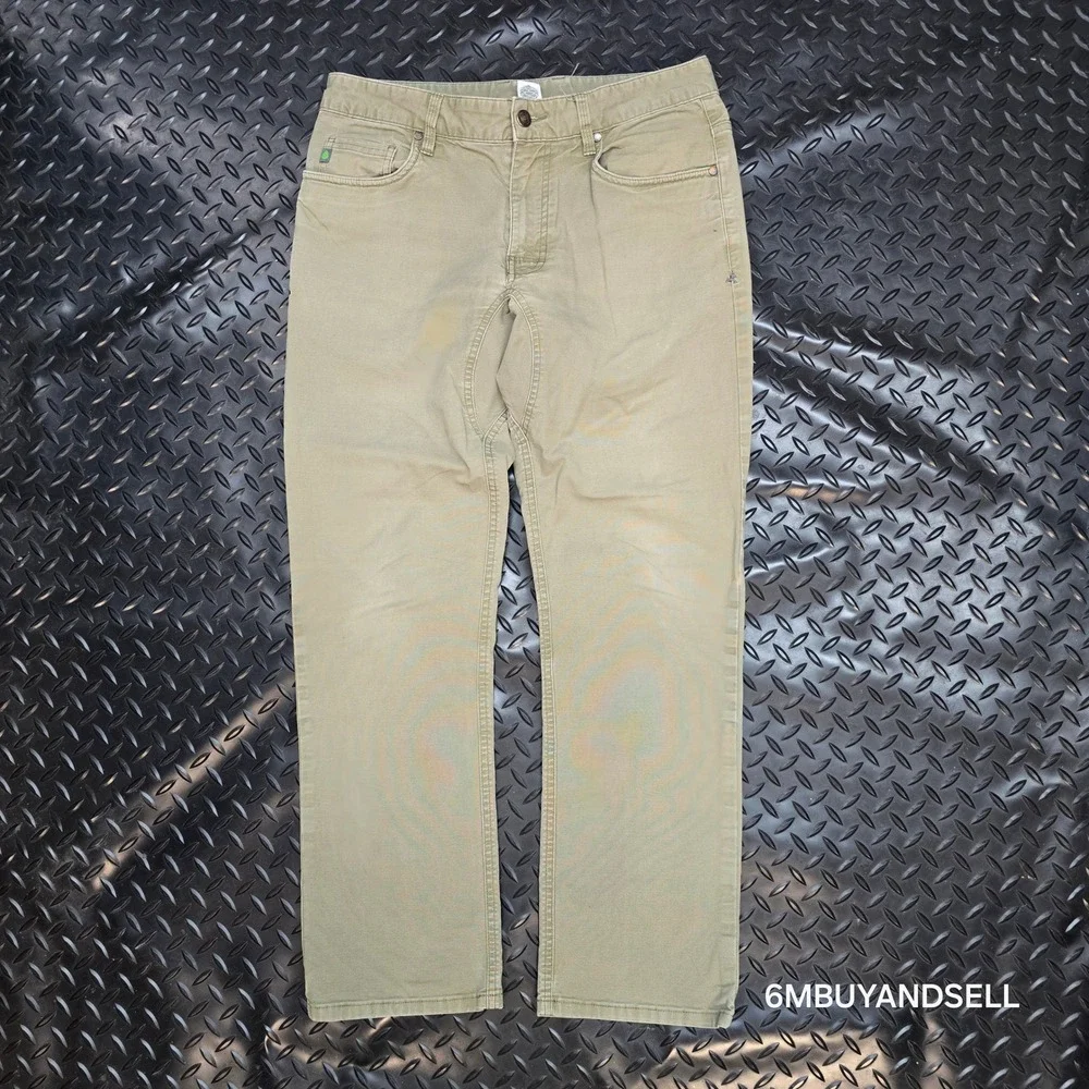 Stio Rivet Canvas Pants Mens 32S Khaki Tan Organic Cotton Stretch Outdoor 2335
